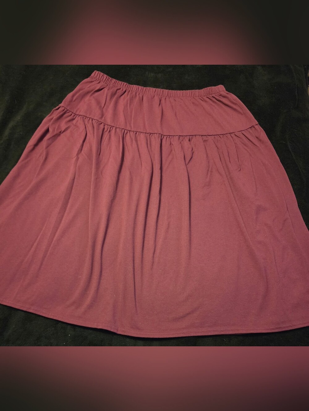 Roaman's Casual Comfortable Elastic Waist Birgundy Midi Skirt Women's Large - Picture 4 of 7